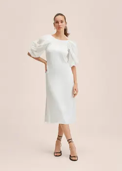 پیراهن میدی زنانه سفید تیره منگو