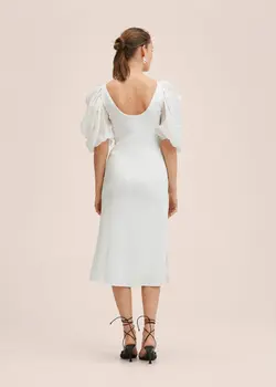 پیراهن میدی زنانه سفید تیره منگو