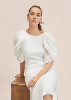 پیراهن میدی زنانه سفید تیره منگو