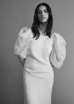 پیراهن میدی زنانه سفید تیره منگو