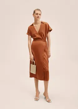 پیراهن میدی زنانه کاراملی منگو