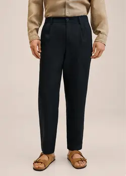 شلوار پارچه ای |کتان مردانه سرمه ای منگو