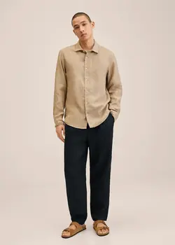 شلوار پارچه ای |کتان مردانه سرمه ای منگو