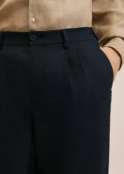 شلوار پارچه ای |کتان مردانه سرمه ای منگو