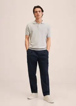 شلوار پارچه ای |کتان مردانه سرمه ای منگو