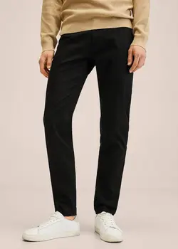 شلوار پارچه ای |کتان مردانه مشکی منگو