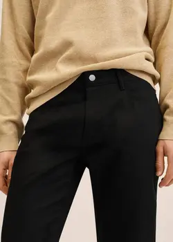 شلوار پارچه ای |کتان مردانه مشکی منگو