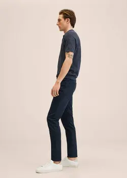 شلوار پارچه ای |کتان مردانه سرمه ای منگو