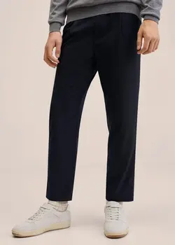 شلوار پارچه ای |کتان مردانه سرمه ای منگو