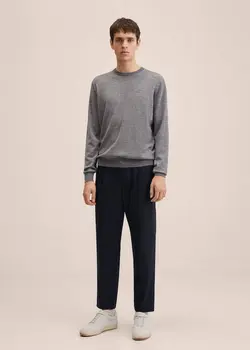 شلوار پارچه ای |کتان مردانه سرمه ای منگو