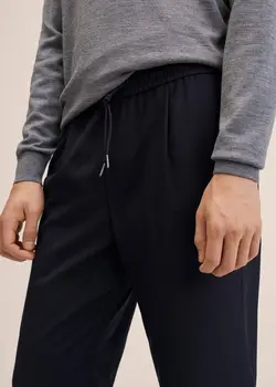 شلوار پارچه ای |کتان مردانه سرمه ای منگو