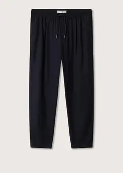 شلوار پارچه ای |کتان مردانه سرمه ای منگو