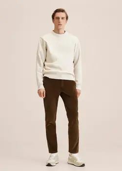 شلوار پارچه ای |کتان مردانه قهوه توتون منگو