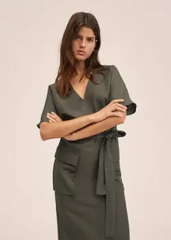 پیراهن بلند زنانه خاکی منگو