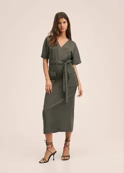 پیراهن بلند زنانه خاکی منگو