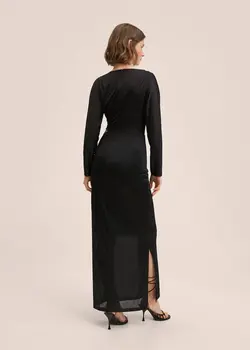 پیراهن بلند زنانه مشکی منگو