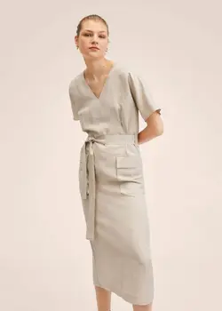 پیراهن بلند زنانه بژ منگو