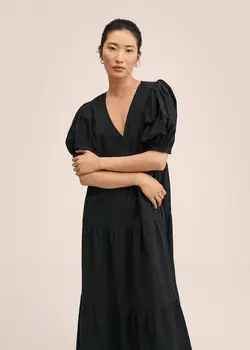 پیراهن بلند زنانه مشکی منگو