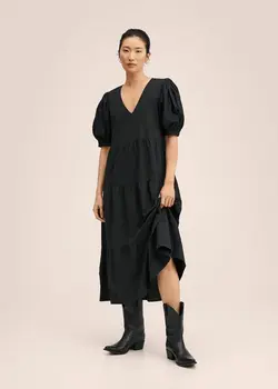 پیراهن بلند زنانه مشکی منگو