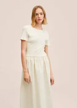 پیراهن بلند زنانه سفید تیره منگو