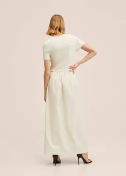 پیراهن بلند زنانه سفید تیره منگو