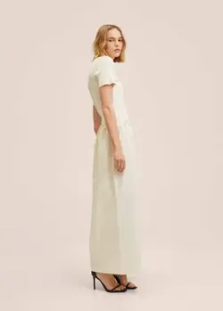 پیراهن بلند زنانه سفید تیره منگو