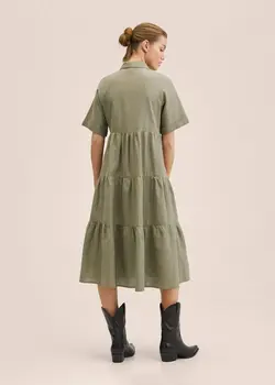 پیراهن میدی زنانه خاکی منگو