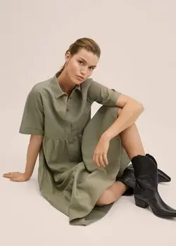 پیراهن میدی زنانه خاکی منگو