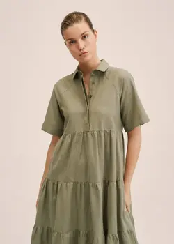 پیراهن میدی زنانه خاکی منگو