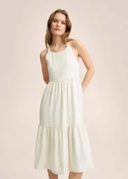 پیراهن میدی زنانه سفید تیره منگو