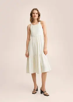 پیراهن میدی زنانه سفید تیره منگو