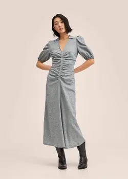 پیراهن میدی زنانه خاکستری منگو