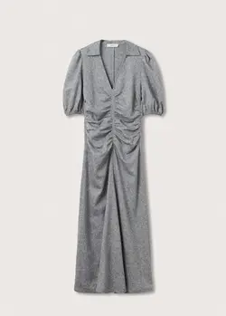 پیراهن میدی زنانه خاکستری منگو