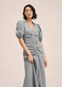 پیراهن میدی زنانه خاکستری منگو