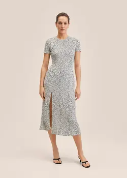 پیراهن میدی زنانه سفید تیره منگو