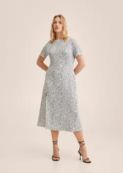 پیراهن میدی زنانه سفید تیره منگو