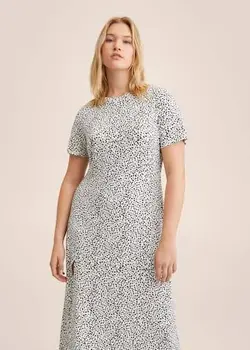 پیراهن میدی زنانه سفید تیره منگو