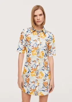 پیراهن کوتاه زنانه سفید تیره منگو