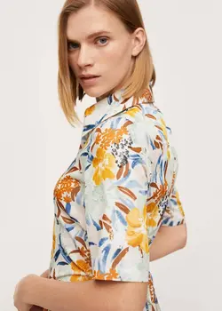 پیراهن کوتاه زنانه سفید تیره منگو