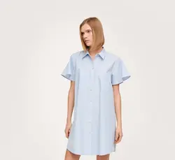 پیراهن کوتاه زنانه آبی آسمانی منگو