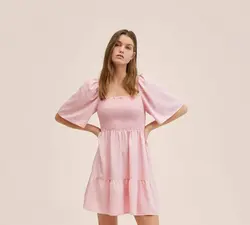 پیراهن کوتاه زنانه صورتی منگو