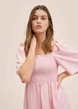 پیراهن کوتاه زنانه صورتی منگو