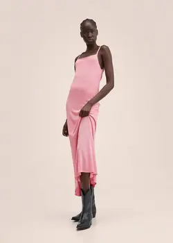 پیراهن بلند زنانه صورتی منگو