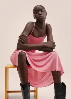 پیراهن بلند زنانه صورتی منگو