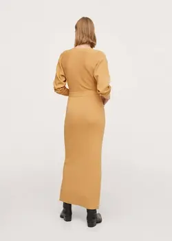 پیراهن بلند زنانه زرد تیره منگو