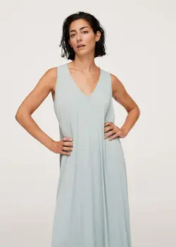 پیراهن میدی زنانه خاکستری منگو