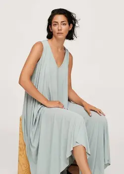 پیراهن میدی زنانه خاکستری منگو