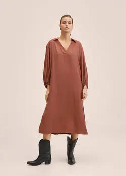 پیراهن میدی زنانه نارنجی منگو