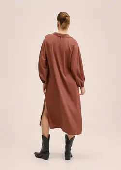 پیراهن میدی زنانه نارنجی منگو