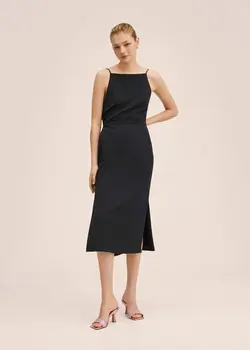 پیراهن میدی زنانه مشکی منگو